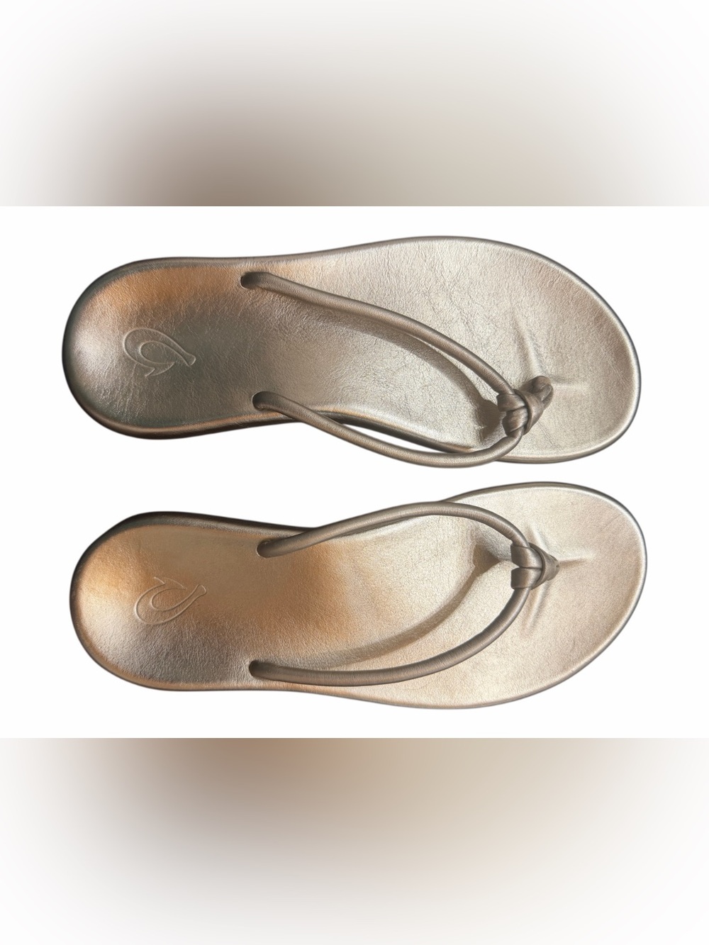 Women's OluKai Metallic Gold Flip Flop Sandals